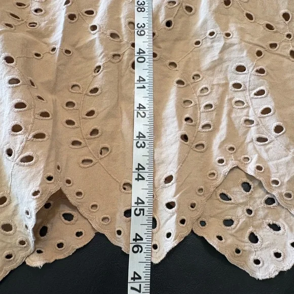 Sweet Magnolia Tan Long Sleeve Cotton Shirt Dress Cutout On Bottom Size L - Picture 14 of 14